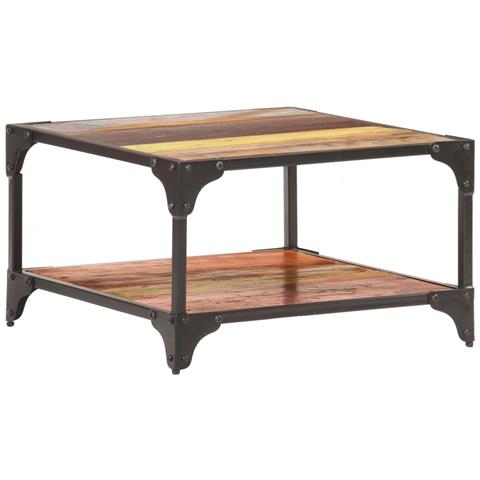 Tavolino Da Salotto 60x60x35 Cm In Legno Massello Di Recupero - Foto 2