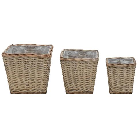 Letti Rialzati Da Giardino 3 Pz In Vimini E Rivestimento In Pe - Foto 1