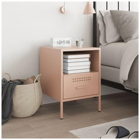 Lusso Casadino -  Comodino Rosa 36x39x50,5 Cm In Acciaio - Foto 2