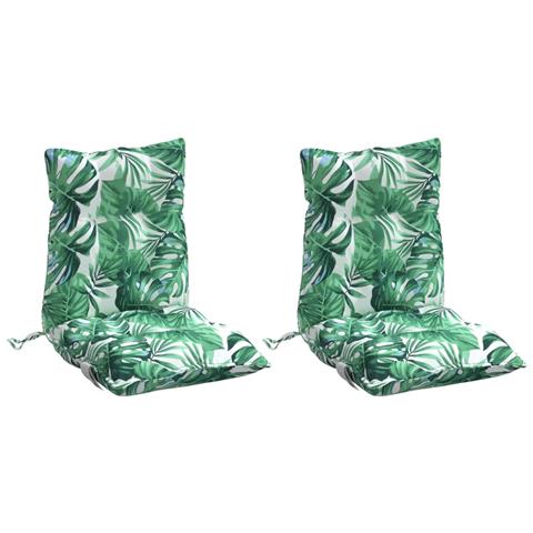 Cuscini Sedia Schienale Basso 2 Pz Motivo Foglie Tessuto Oxford - Foto 2