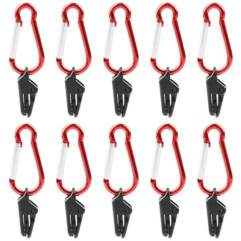 Clip Antivento Con Fibbia Rossa A Moschettone (confezione Da 10) - Foto 1