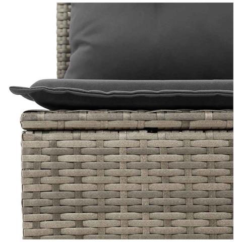Set Divano Giardino 8 Pezzi con Cuscini Grigio in Polyrattan Acacia,  Divano Giardino 2 Persone con Cuscini Grigio in Polyrattan - Foto 9