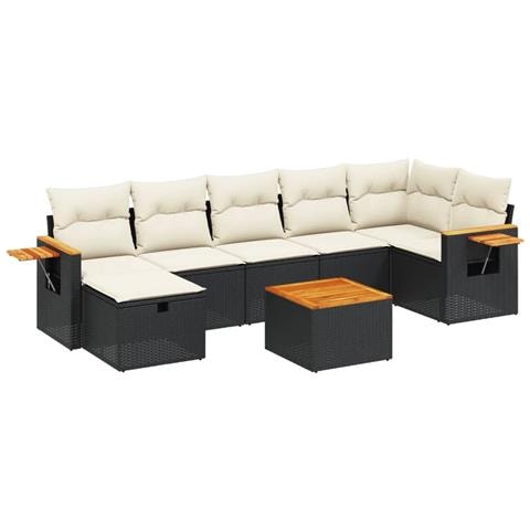 Set Divani da Giardino con Cuscini 8 pz Nero in Polyrattan - Foto 1