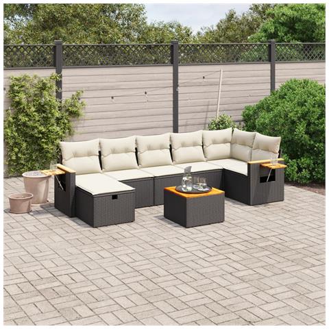 Set Divani da Giardino con Cuscini 8 pz Nero in Polyrattan - Foto 2