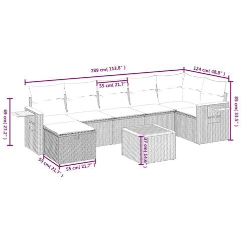 Set Divani da Giardino con Cuscini 8 pz Nero in Polyrattan - Foto 4
