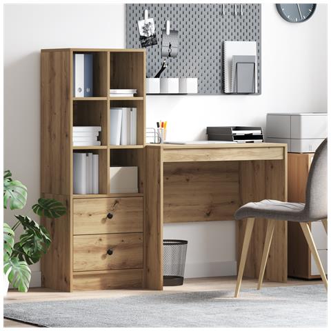 Scrivania con archiviazione Rovere artigianale Legno ingegnerizzato - Foto 2