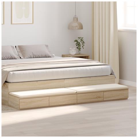 Cassettoni Letto Rovere Sonoma 200x36,5x16,5 cm Legno Ingegnerizzato - Foto 2