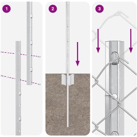 Recinzione a Rete Metallica con 20 U Post Argento 1.6x10 m Acciaio - Foto 9