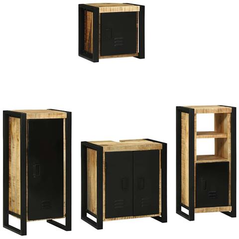Set di mobili per il bagno 4 pcs Legno di mango massello - Foto 1