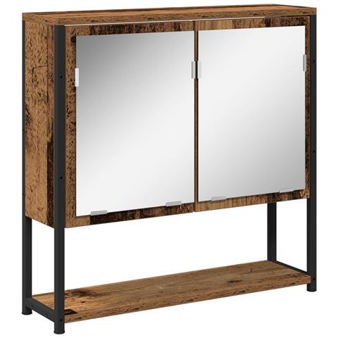 Mobile da bagno con specchio in legno vecchio 60x16x60 cm in legno ingegnerizzato - Foto 1