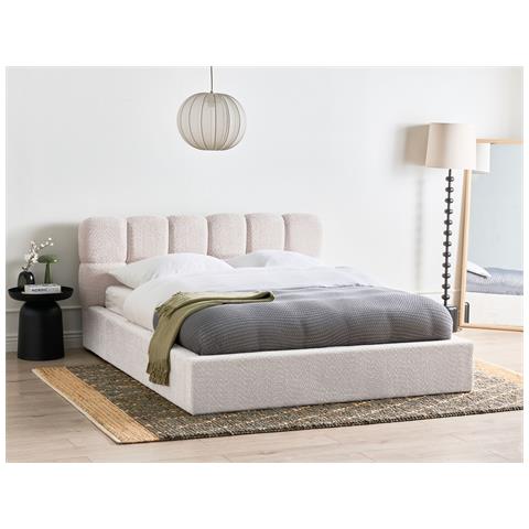 Letto Contenitore Bouclé Baston 160 X 200 Cm Beige Chiaro - Foto 1