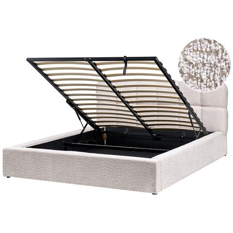 Letto Contenitore Bouclé Baston 160 X 200 Cm Beige Chiaro - Foto 2