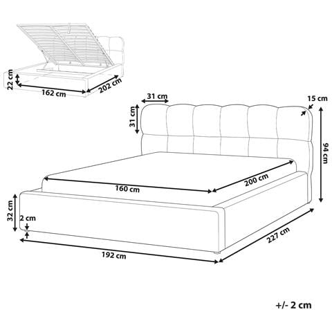 Letto Contenitore Bouclé Baston 160 X 200 Cm Beige Chiaro - Foto 7