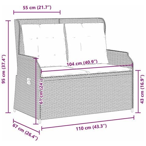 Panca Reclinabile da Giardino con Cuscini Beige in Polyrattan - Foto 9
