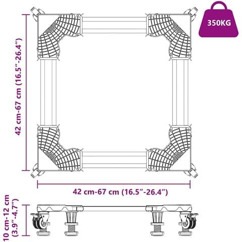 Base per lavatrice Grigio 67 x 67 x 12 cm Metallo - Foto 9