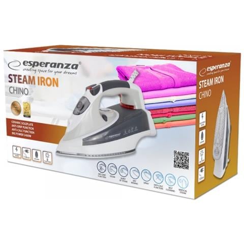 CHINO Ferro da stiro a secco e a vapore Piastra in Ceramica 2400 W Nero, Grigio, Bianco - Foto 9