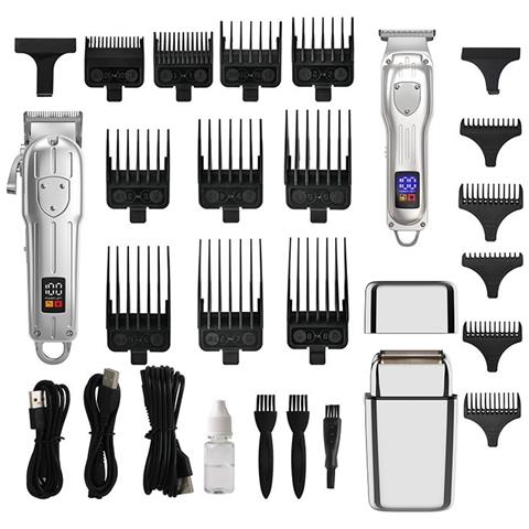 Set Tagliacapelli E Rifinitore Elettrico Con Display Digitale 935w - Kit Professionale Per La Cura Della Persona Silver - Foto 1