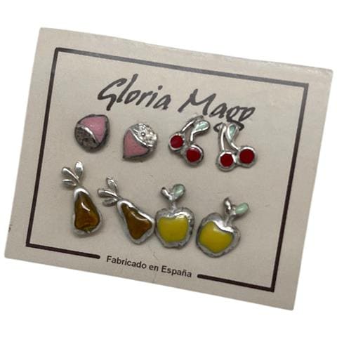 Confezione Da 4 Paia Di Orecchini A Forma Di Frutta. Combo 1. Argento 10µ E Lacca Colorata. - Foto 1