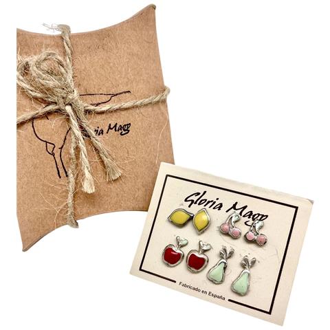 Confezione Da 4 Paia Di Orecchini A Forma Di Frutta. Combo 1. Argento 10µ E Lacca Colorata. - Foto 2