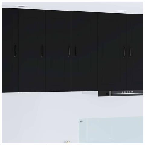 Pensile cucina con porta Nero 30 x 31 x 80 cm Legno multistrato - Foto 2