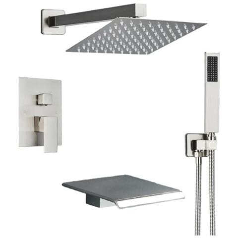 Set miscelatore doccia, Blackswan, tipo M252, modello nichel opaco, con 3 vie e bocca a cascata, misura 40 cm - Foto 1