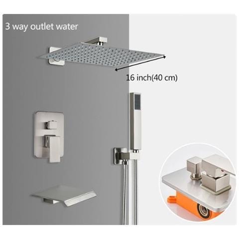 Set miscelatore doccia, Blackswan, tipo M252, modello nichel opaco, con 3 vie e bocca a cascata, misura 40 cm - Foto 2