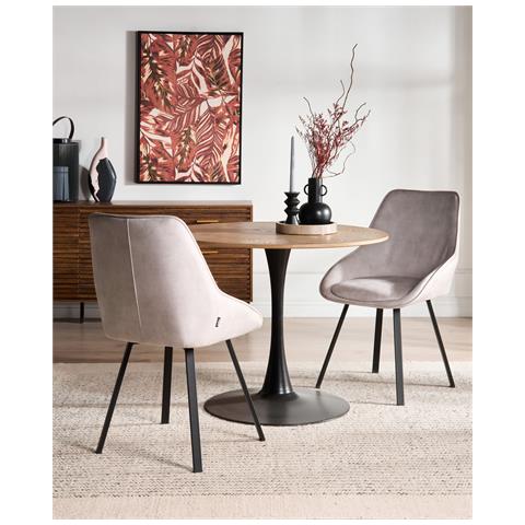 Set Di 2 Sedie Da Pranzo Terlton Velluto Beige Chiaro - Foto 1