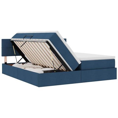 Letto con luci a strisce a LED Blu 180 x 200 cm Tessuto - Foto 9