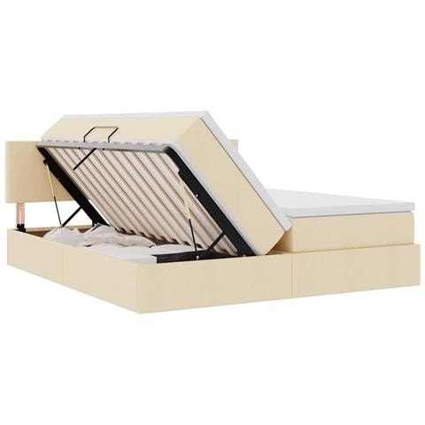 Letto con luci a strisce a LED Crema 200 x 200 cm Tessuto - Foto 9