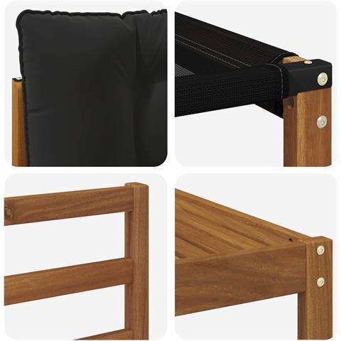 Set di divani da esterno con cuscino 11 pcs Naturale e Nero - Foto 9