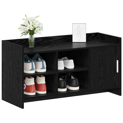 Mobile per scarpe con porta Rovere Nero 100 x 39,5 x 51 cm - Foto 2