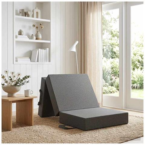 Divano Letto Pieghevole 90 x 63 x 45 cm Grigio Chiaro - Foto 2