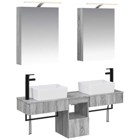 Set di Armadi da Bagno 5 pcs Sonoma grigio 50 x 14,5 x 70 cm - Foto 1