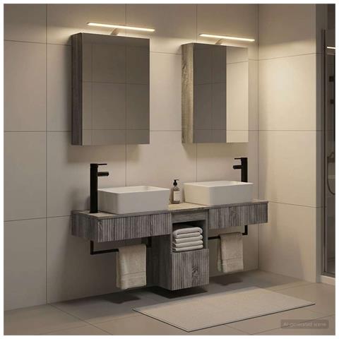 Set di Armadi da Bagno 5 pcs Sonoma grigio 50 x 14,5 x 70 cm - Foto 2