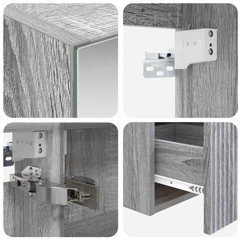 Set di Armadi da Bagno 5 pcs Sonoma grigio 50 x 14,5 x 70 cm - Foto 9