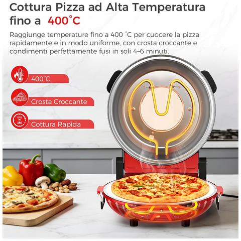 Forno elettrico per pizza QL31W. 400 C. 1200 W. pietra 30 cm - Foto 4