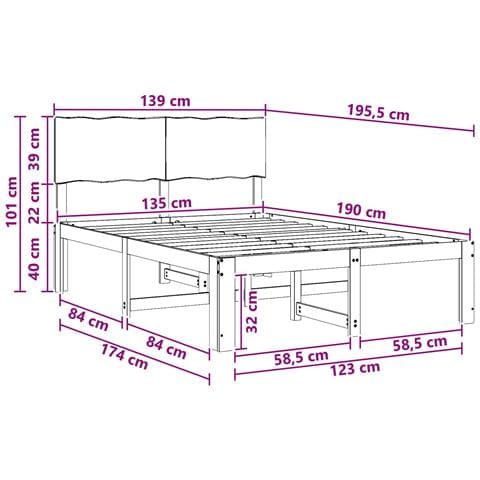 Letto matrimoniale con testiera ROSTOCK Naturale 135 x 190 cm - Foto 2