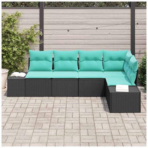 Set Divano da Giardino 5 pz Nero polyrattan - Foto 9