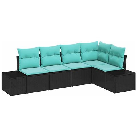 Set Divano da Giardino 5 pz Nero polyrattan - Foto 1