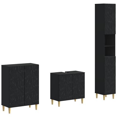 Set di armadietti da bagno in 3 pezzi DELFT Nero - Foto 1