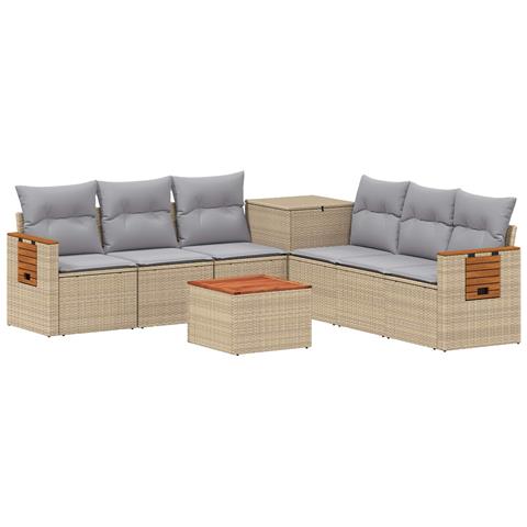 Set di divani 8 pz Beige e Grigio Chiaro - Foto 1