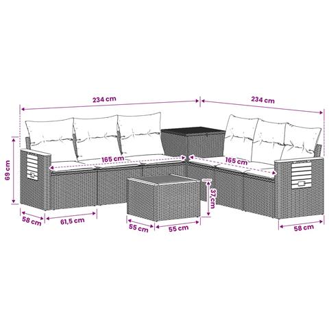 Set di divani 8 pz Beige e Grigio Chiaro - Foto 10