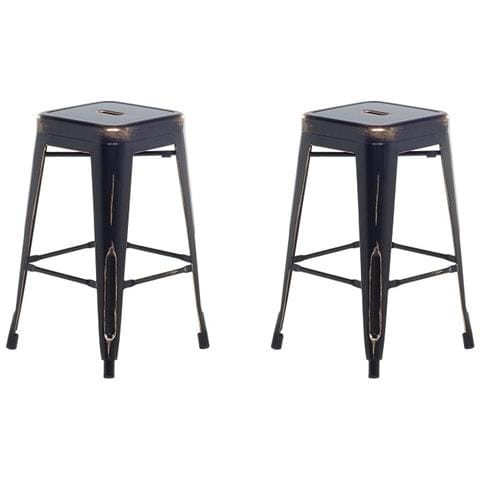 Set Di 2 Sgabelli Da Bar In Metallo Nero Dorato 60 Cm Cabrillo - Foto 1