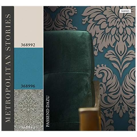 368981 Carta Da Parati In Tessuto Non Tessuto, Beige Grau Metallic, 10,05 X 0,53 M - Foto 3