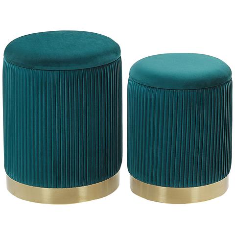 Set Di 2 Pouf Portaoggetti Color Foglia Di Tè Miramar - Foto 16