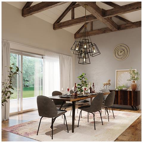 Lampadario 7 Luci Finitura Bronzo, E27 - Foto 9