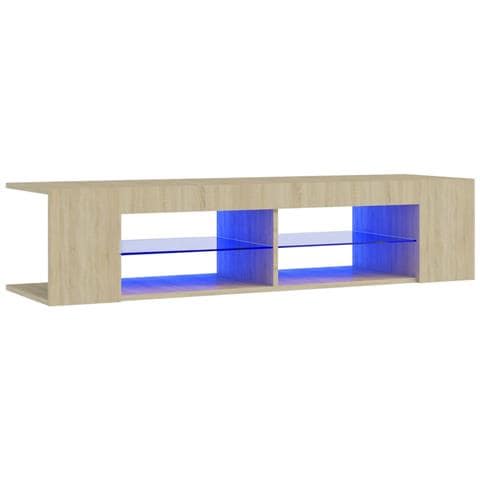 Mobile Porta TV con Luci LED Rovere Sonoma 135x39x30 cm - Foto 2