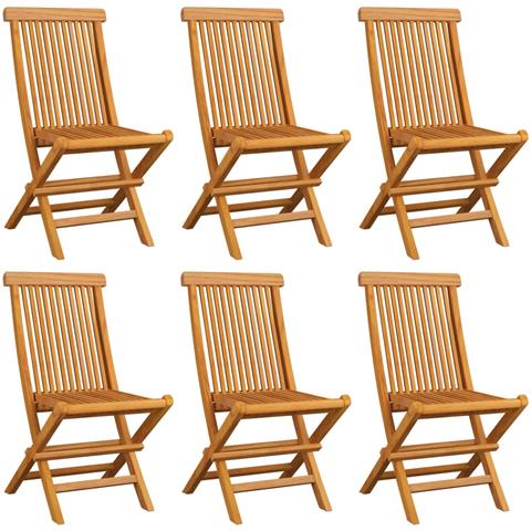 Sedie da Giardino con Cuscini Azzurri 6 pz in Massello di Teak - Foto 10