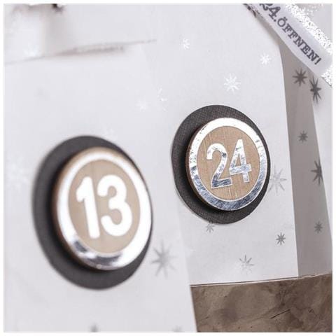 Adesivi In ? ? legno 24 Cifre Calendario Dell'avvento Mdf Ø 3,5 Cm - Argento - Foto 1