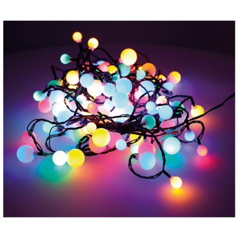 Ghirlanda Luminosa Sferica Edm - Stile Guinguette - Multicolore - 120 Lampadine Led - 14 M - 71015 - Foto 2